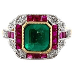 Imperial Jewels 18ct Yellow Gold Colombian Emerald and Ruby Ring