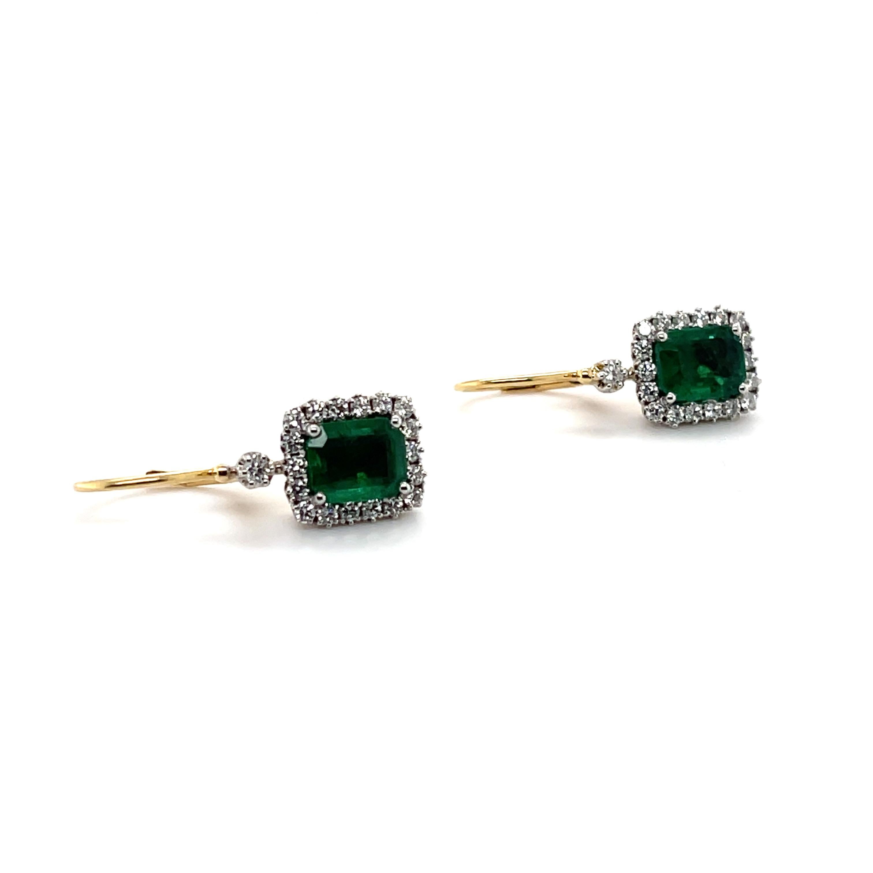 Imperial Jewels 18ct Yellow Gold Emerald and Diamond Earrings In New Condition For Sale In Sydney, NSW