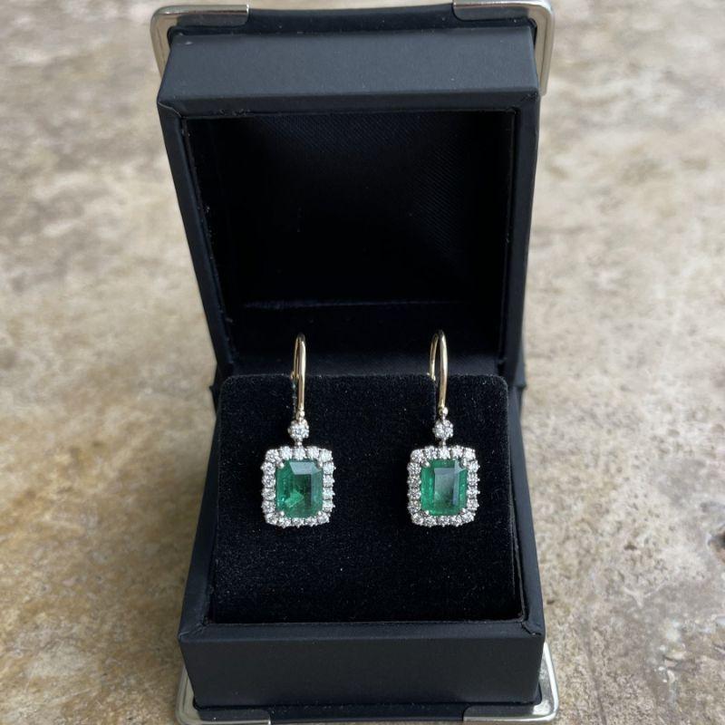 Imperial Jewels 18ct Yellow Gold Emerald and Diamond Earrings For Sale 4