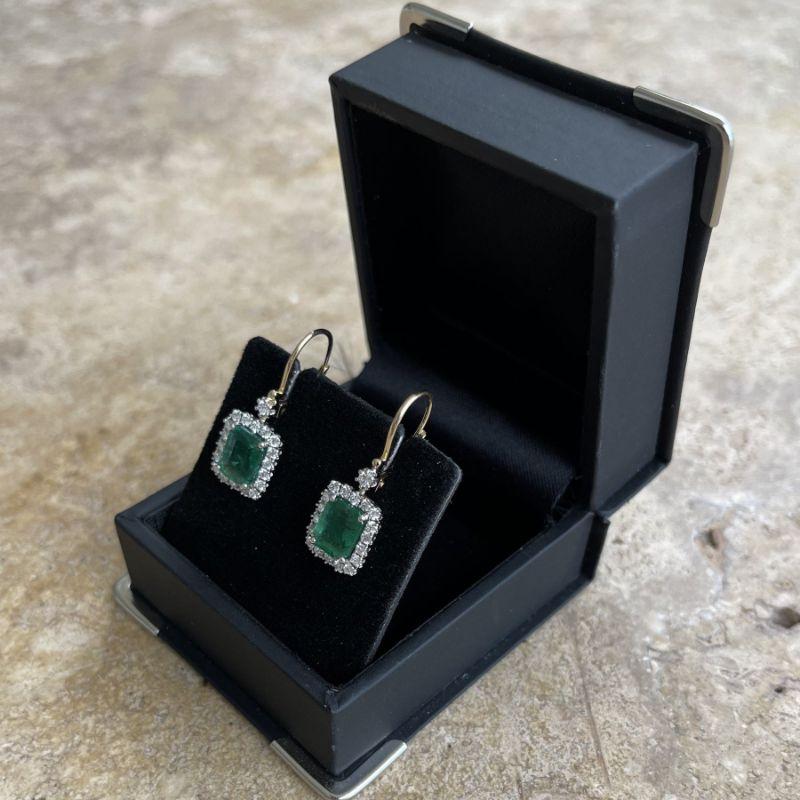 Imperial Jewels 18ct Yellow Gold Emerald and Diamond Earrings For Sale 5