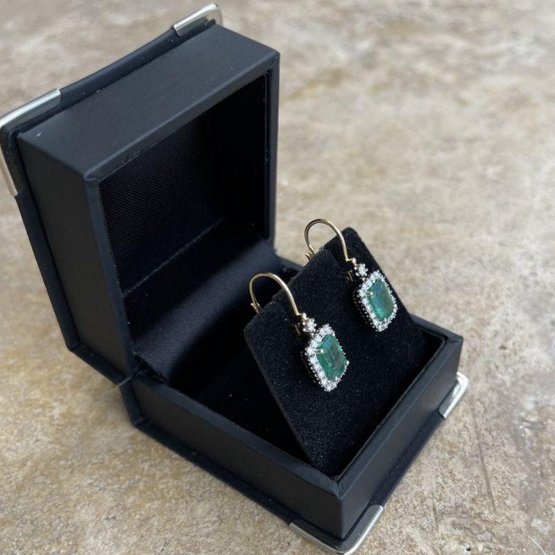 Imperial Jewels 18ct Yellow Gold Emerald and Diamond Earrings For Sale 6