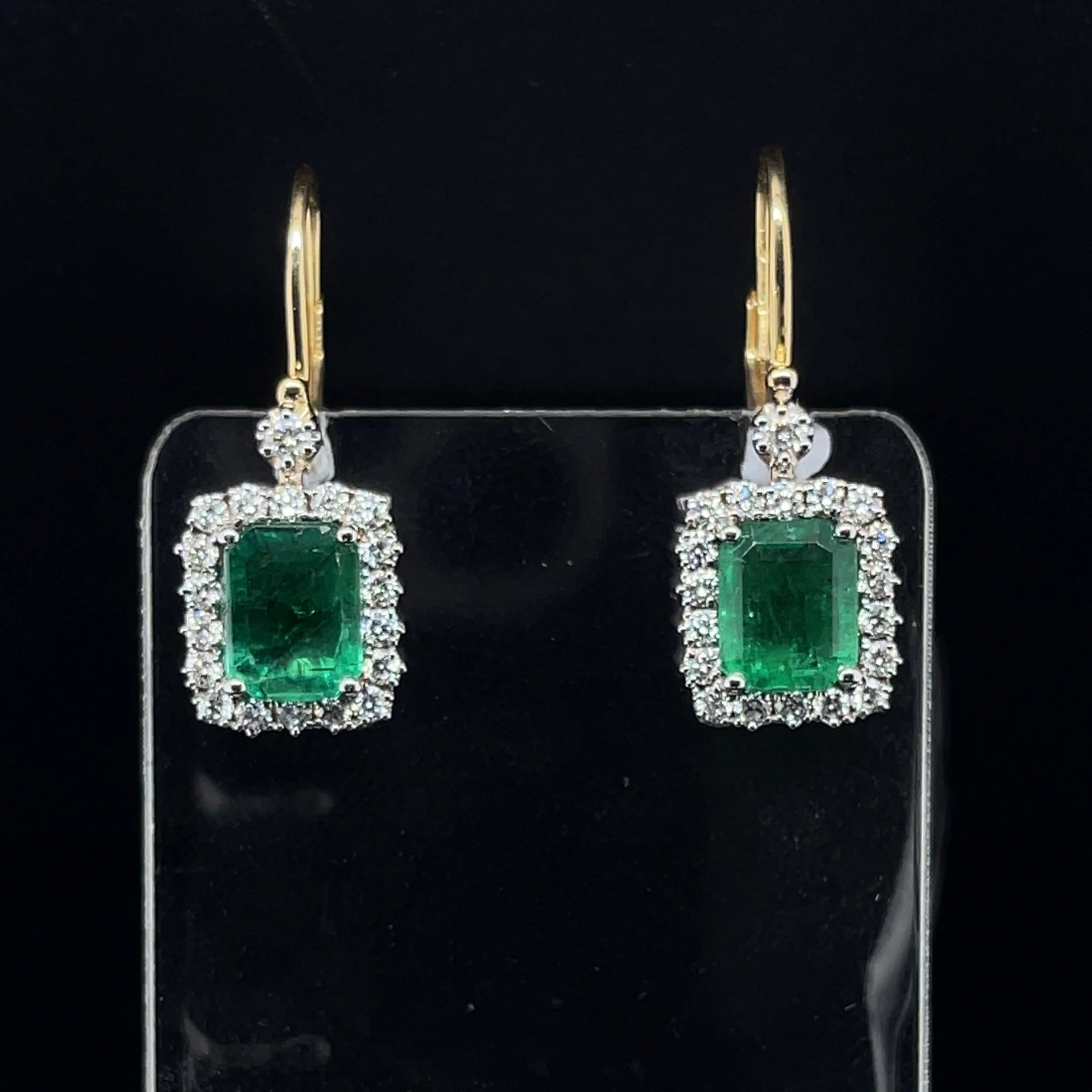Imperial Jewels 18ct Yellow Gold Emerald and Diamond Earrings For Sale 3