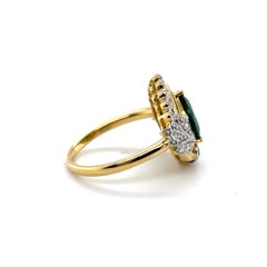 Imperial Jewels 18ct Yellow Gold Heart Cut Emerald and Diamond Ring