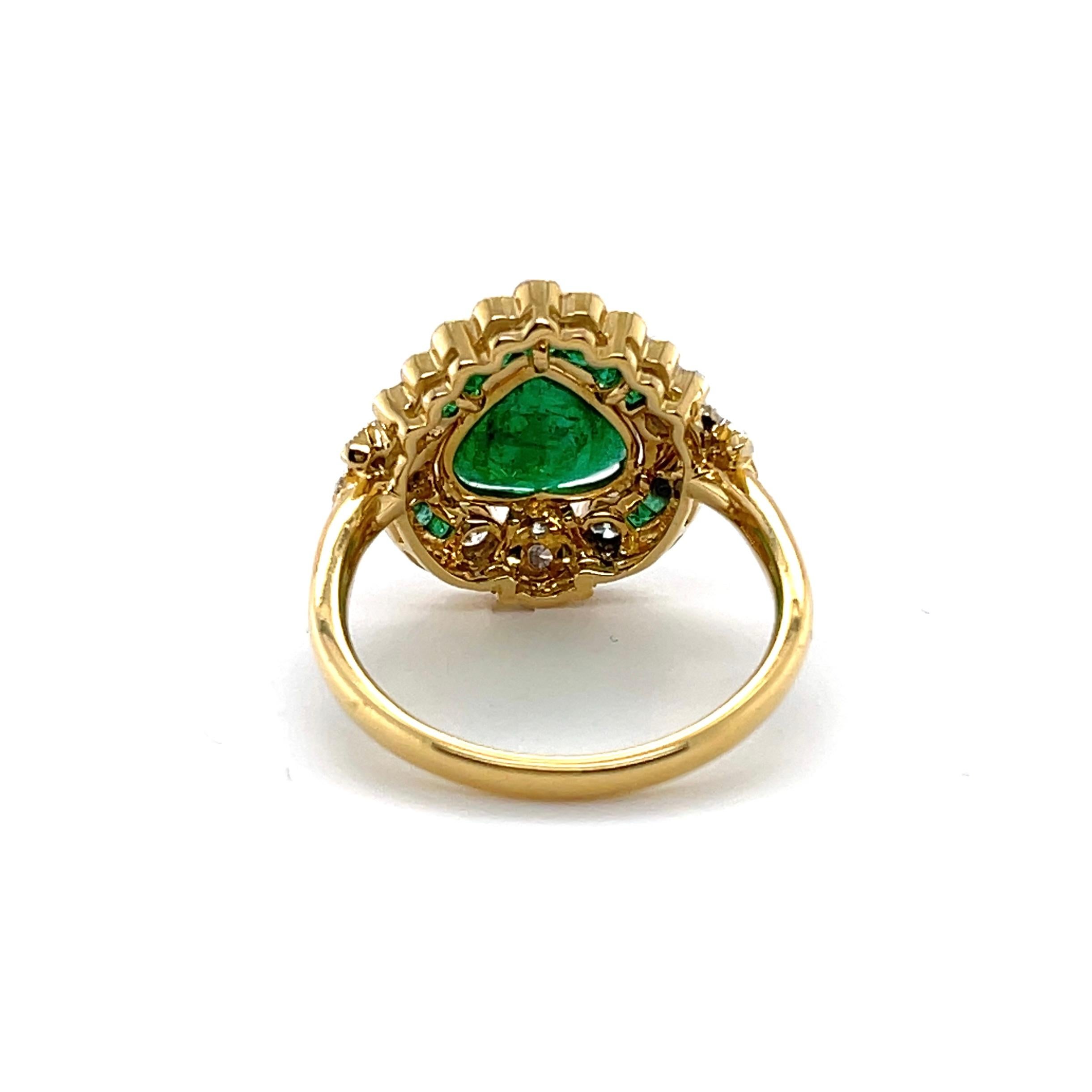 For Sale:  Imperial Jewels 18ct Yellow Gold Heart Cut Emerald and Diamond Ring 4