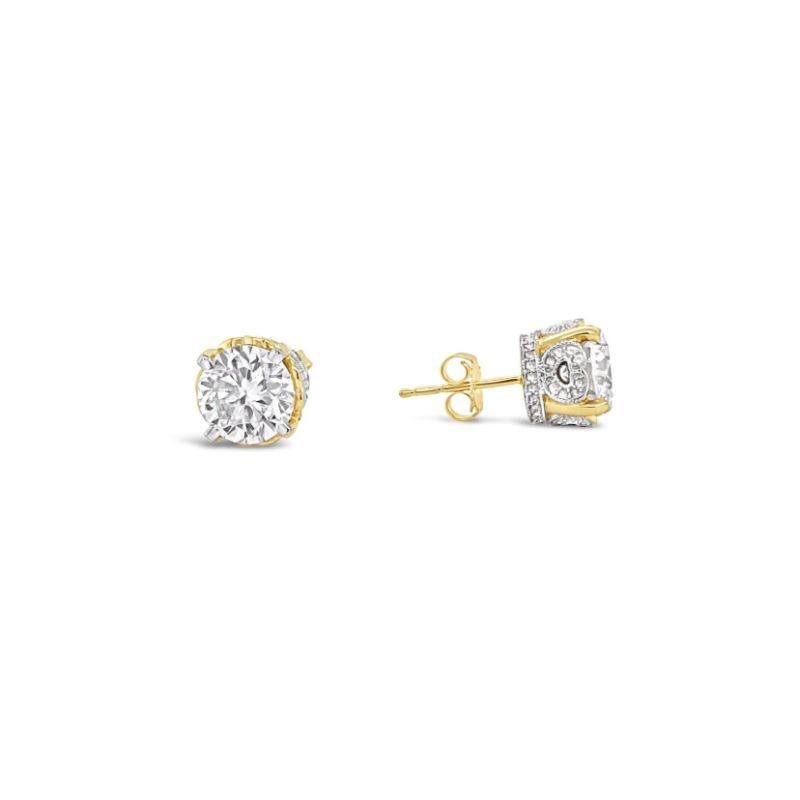 Contemporary Imperial Jewels 18ct Yellow Gold Moissanite Diamond Studs For Sale