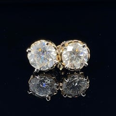 Imperial Jewels, 18 Karat Gelbgold, Moissanit, Diamant-Ohrstecker