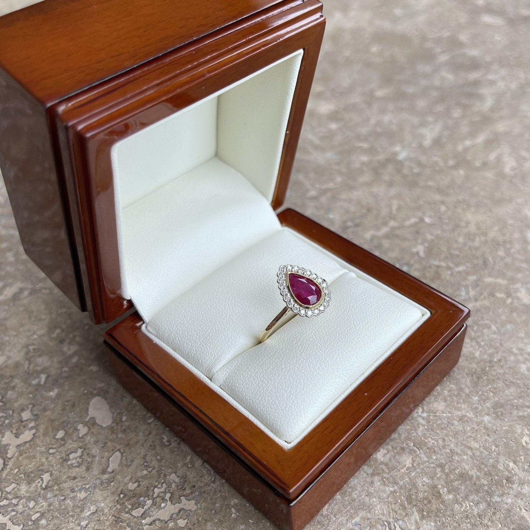For Sale:  18ct Yellow Gold Ring with 'No Heat' 1.43ct Ruby and Diamond 8