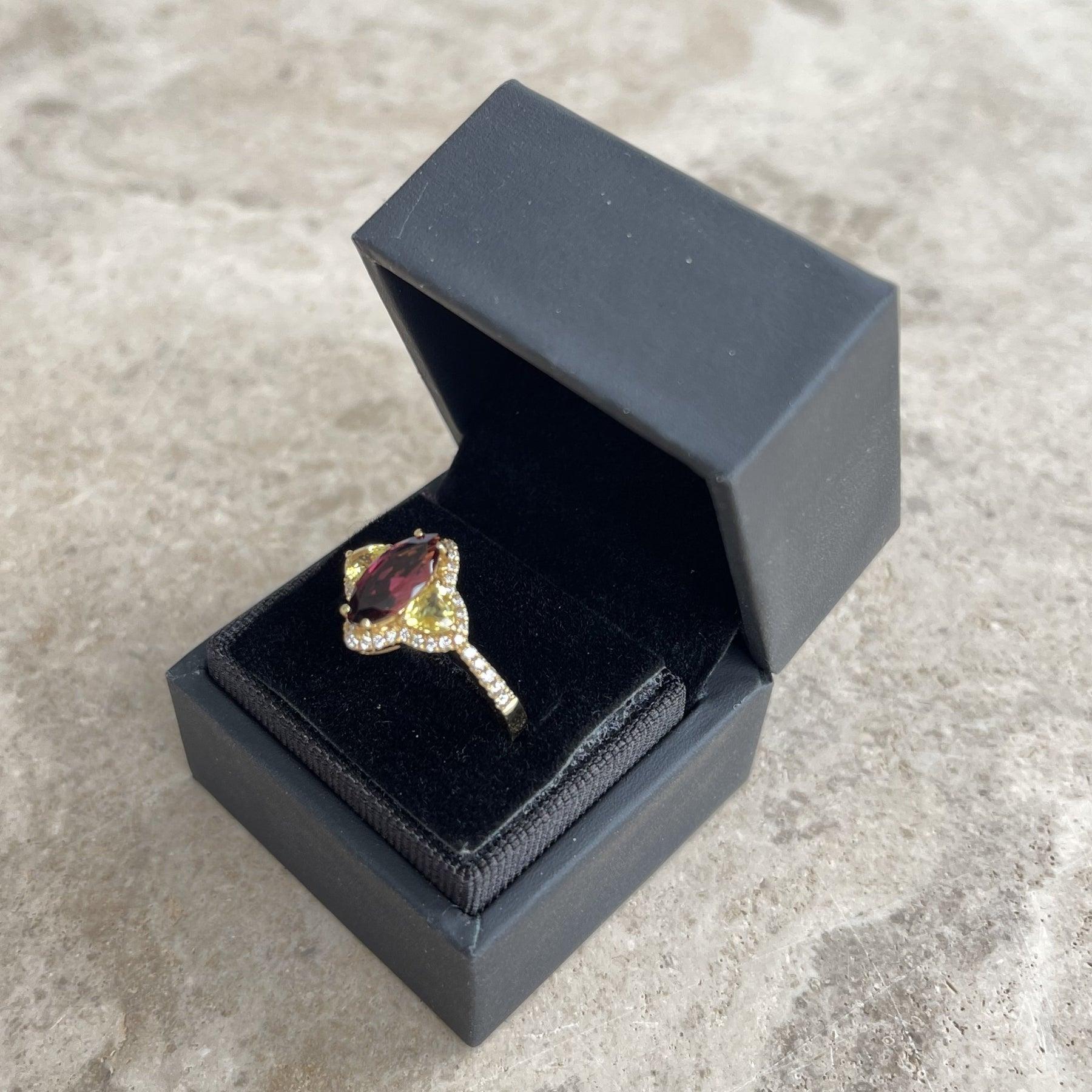 For Sale:  18ct Yellow Gold Rubellite, Sapphire and Diamond Ring 5