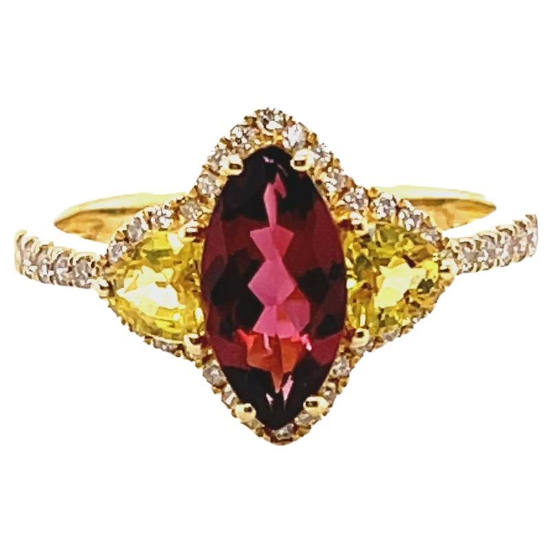 For Sale:  18ct Yellow Gold Rubellite, Sapphire and Diamond Ring 2