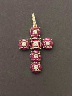 18ct Yellow Gold Ruby and Diamond Pendant