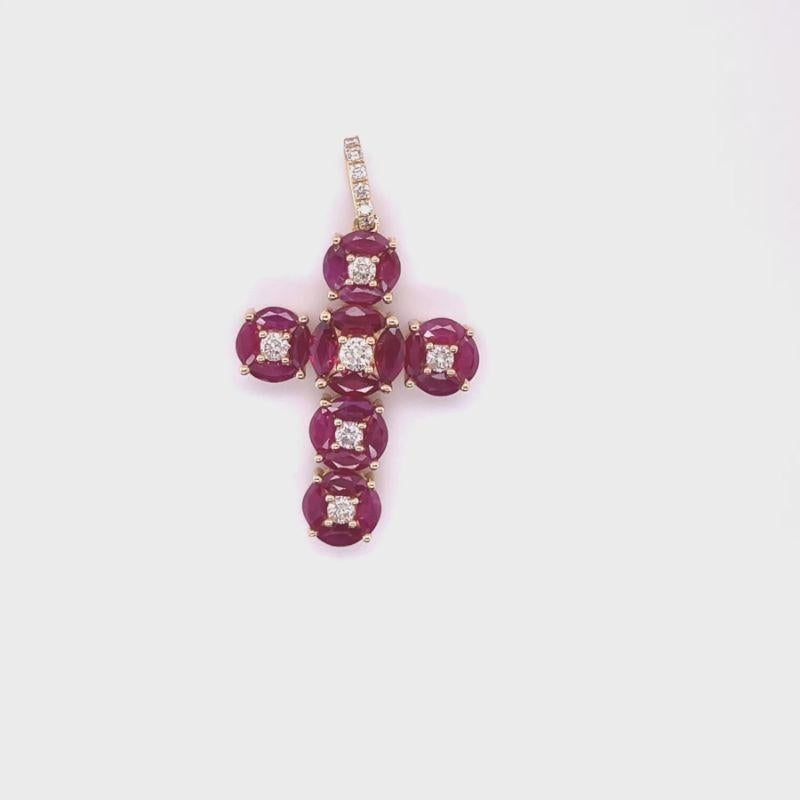 Brilliant Cut 18ct Yellow Gold Ruby and Diamond Pendant For Sale
