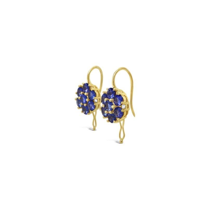 Contemporary Imperial Jewels 18ct Yellow Gold Tanzanite and Diamond Earrings For Sale