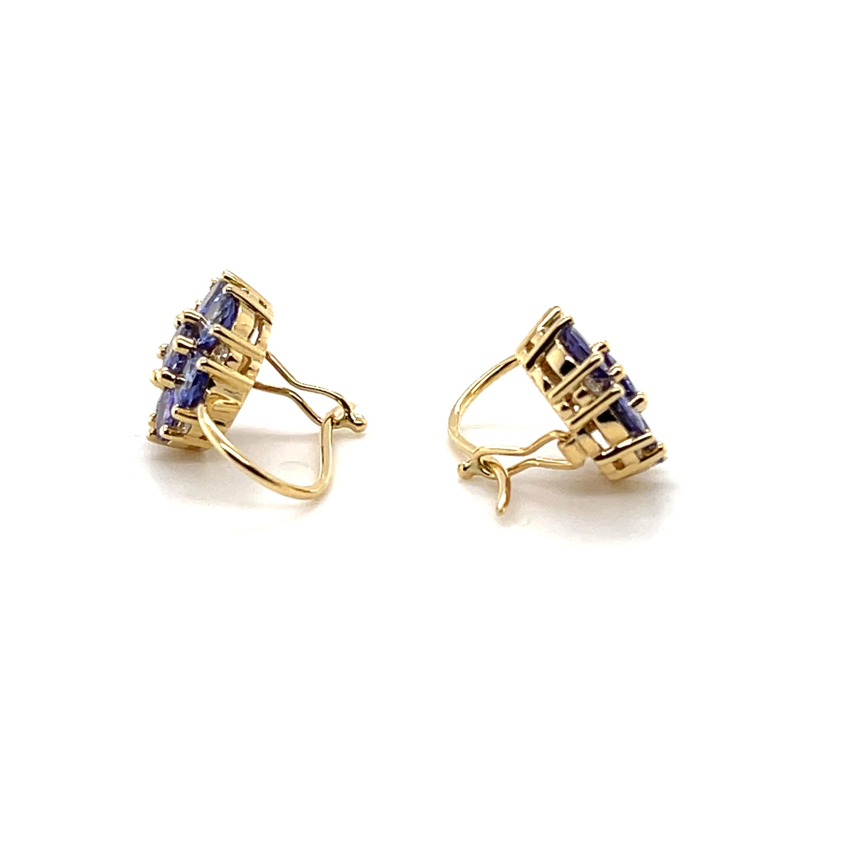 Imperial Jewels 18ct Yellow Gold Tanzanite and Diamond Earrings In New Condition For Sale In Sydney, NSW