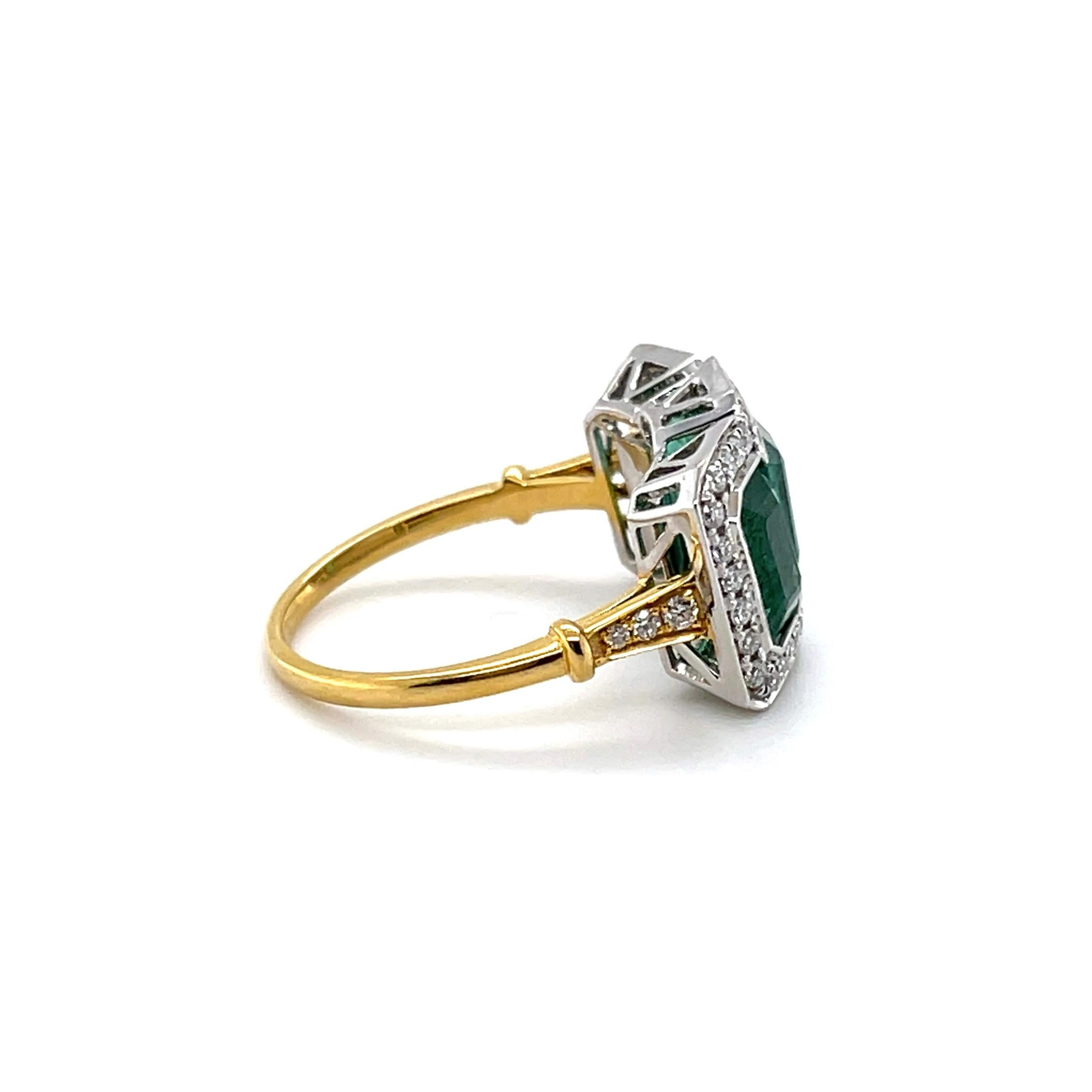 For Sale:  Imperial Jewels 18ct Yellow Gold Trilogy 3.51ct Emerald and Diamond Ring 2