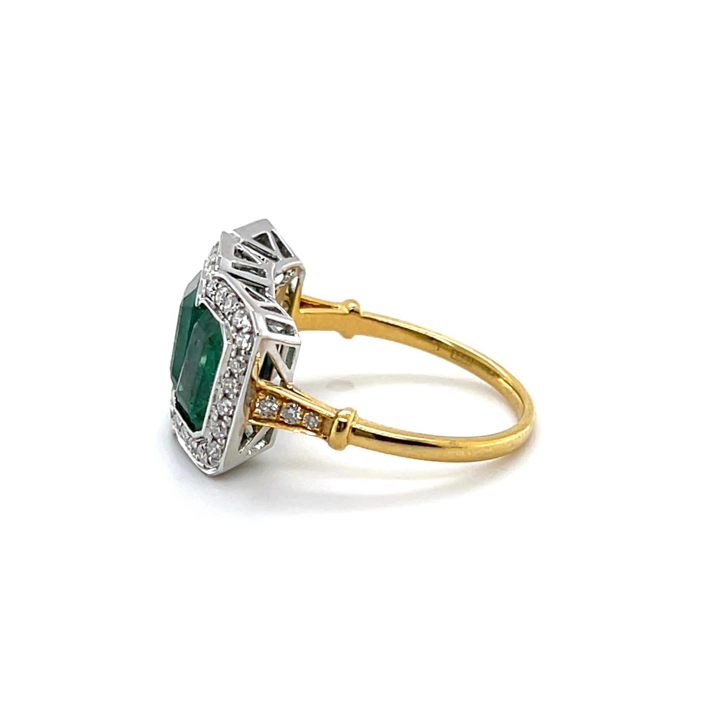 For Sale:  Imperial Jewels 18ct Yellow Gold Trilogy 3.51ct Emerald and Diamond Ring 3