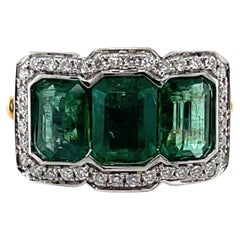 Imperial Jewels 18ct Yellow Gold Trilogy 3.51ct Emerald and Diamond Ring
