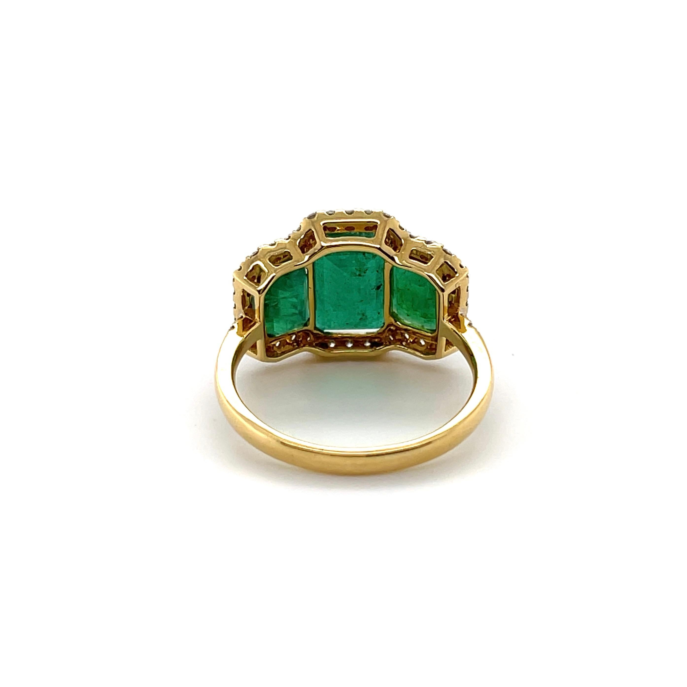 For Sale:  Imperial Jewels 18ct Yellow Gold Trilogy Emerald and Diamond Ring 3