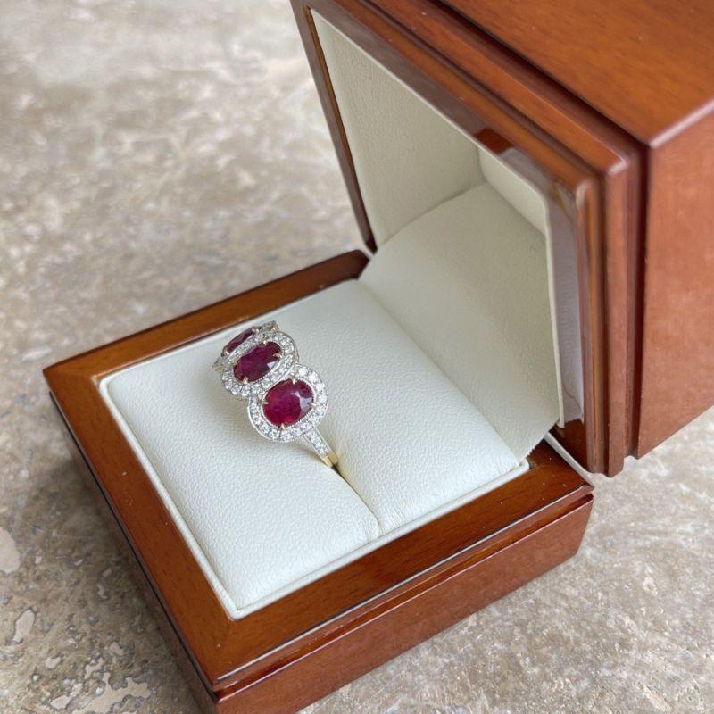 For Sale:  18ct Yellow Gold Trilogy Ruby and Diamond Ring 5