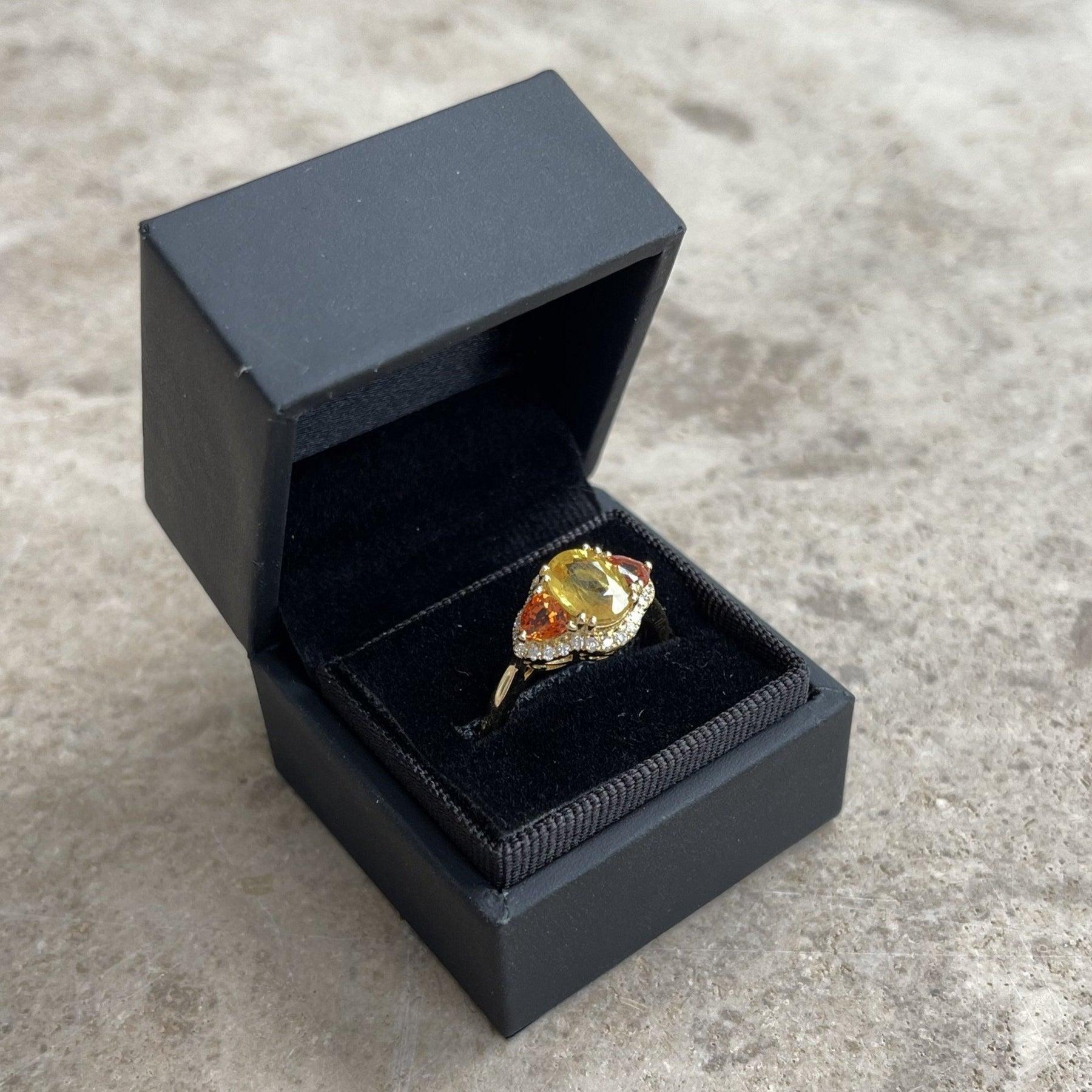 For Sale:  18ct Yellow Gold Yellow and Orange Sapphire and Diamond Ring 4