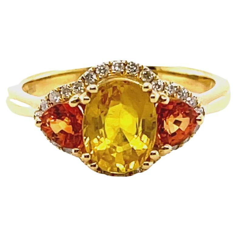 For Sale:  18ct Yellow Gold Yellow and Orange Sapphire and Diamond Ring 2