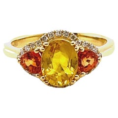 18ct Yellow Gold Yellow and Orange Sapphire and Diamond Ring