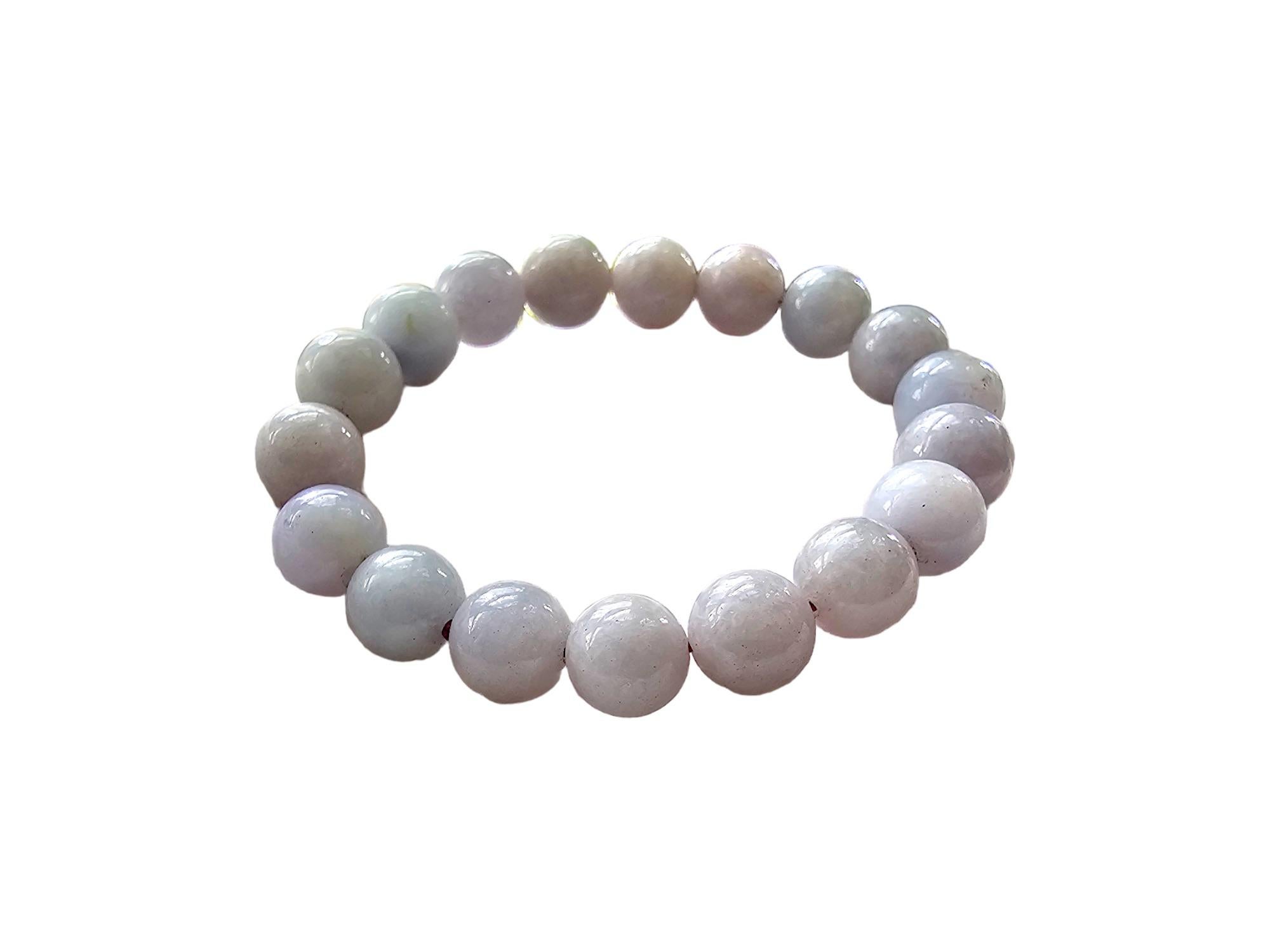 Bracelet de perles A-Jade birman impérial lavande (10,5 mm chacune x 18 perles) 06005 en vente 5