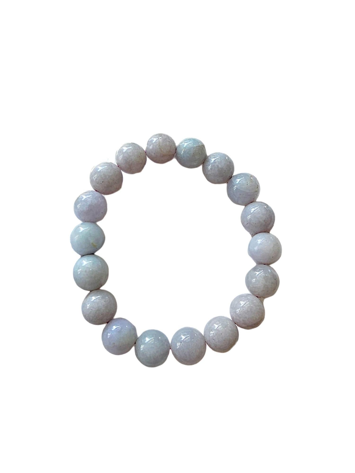 Bracelet de perles A-Jade birman impérial lavande (10,5 mm chacune x 18 perles) 06005 en vente 6