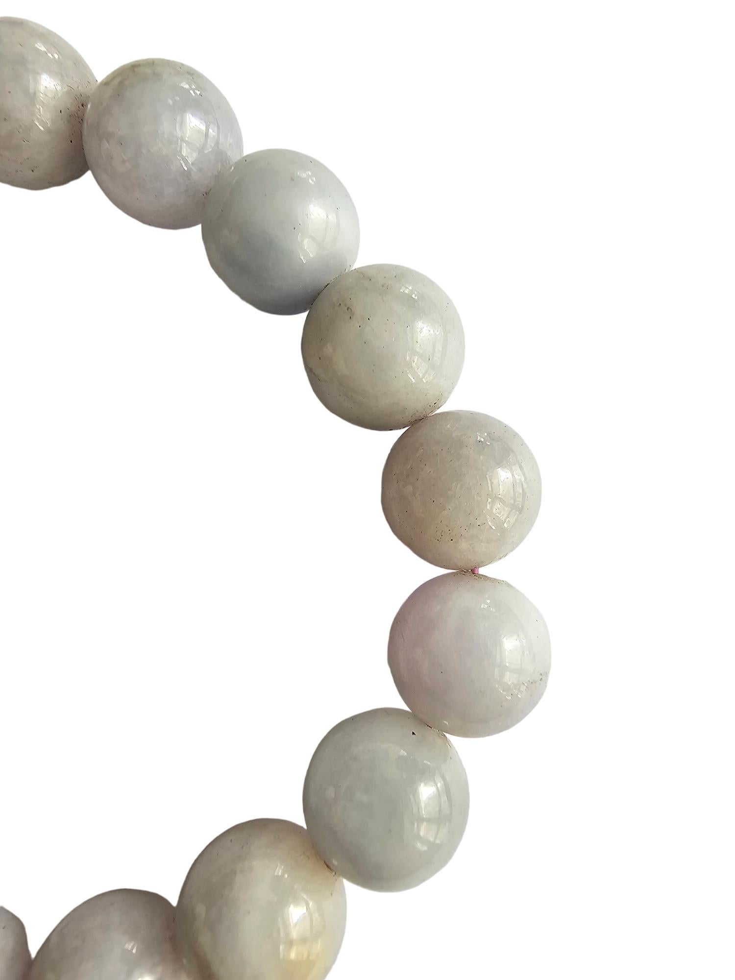Bracelet de perles A-Jade birman impérial lavande (10,5 mm chacune x 18 perles) 06005 en vente 7