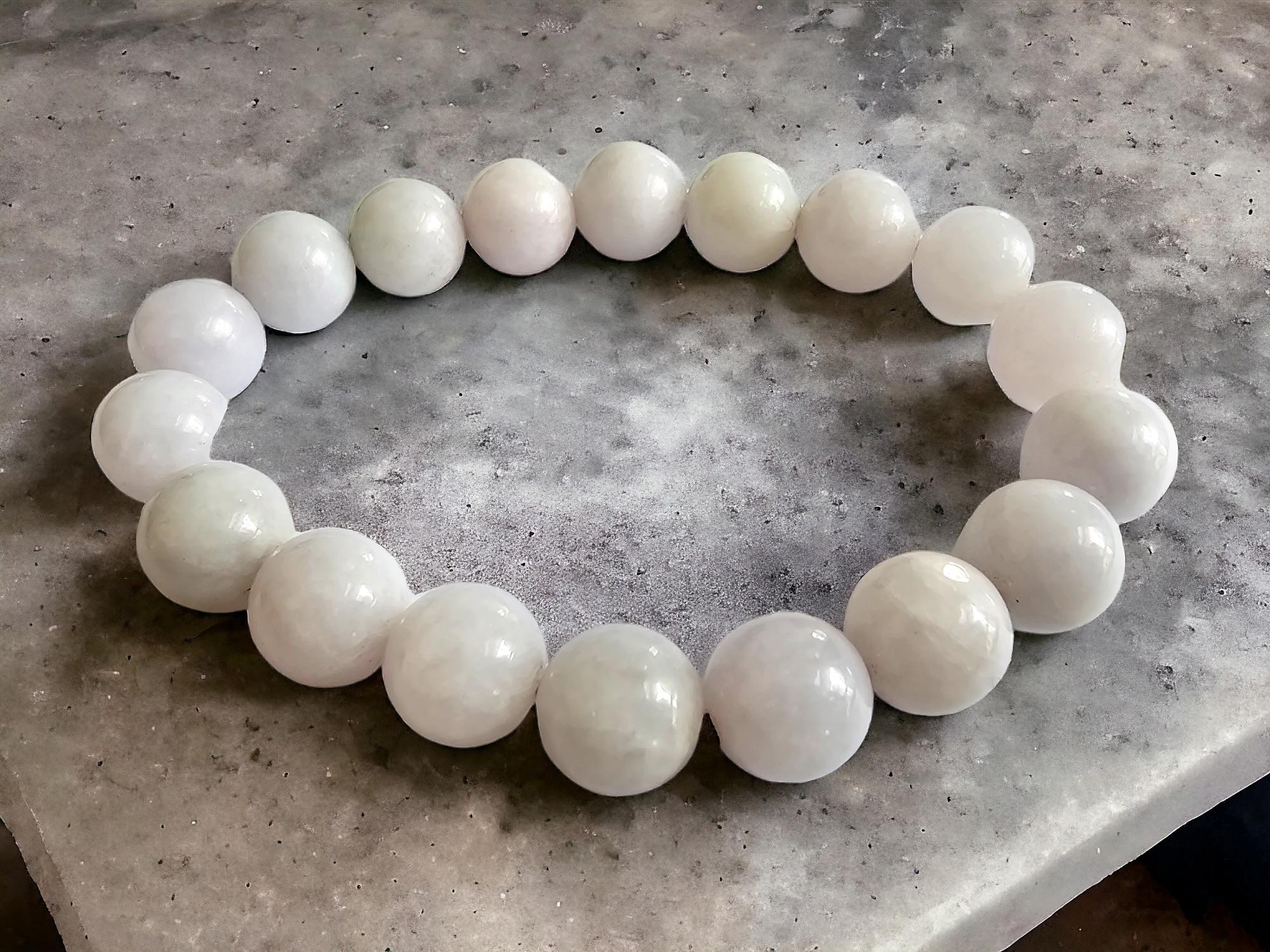 Taille pampille Bracelet de perles A-Jade birman impérial lavande (10 mm chacune x 18 perles) 06003  en vente
