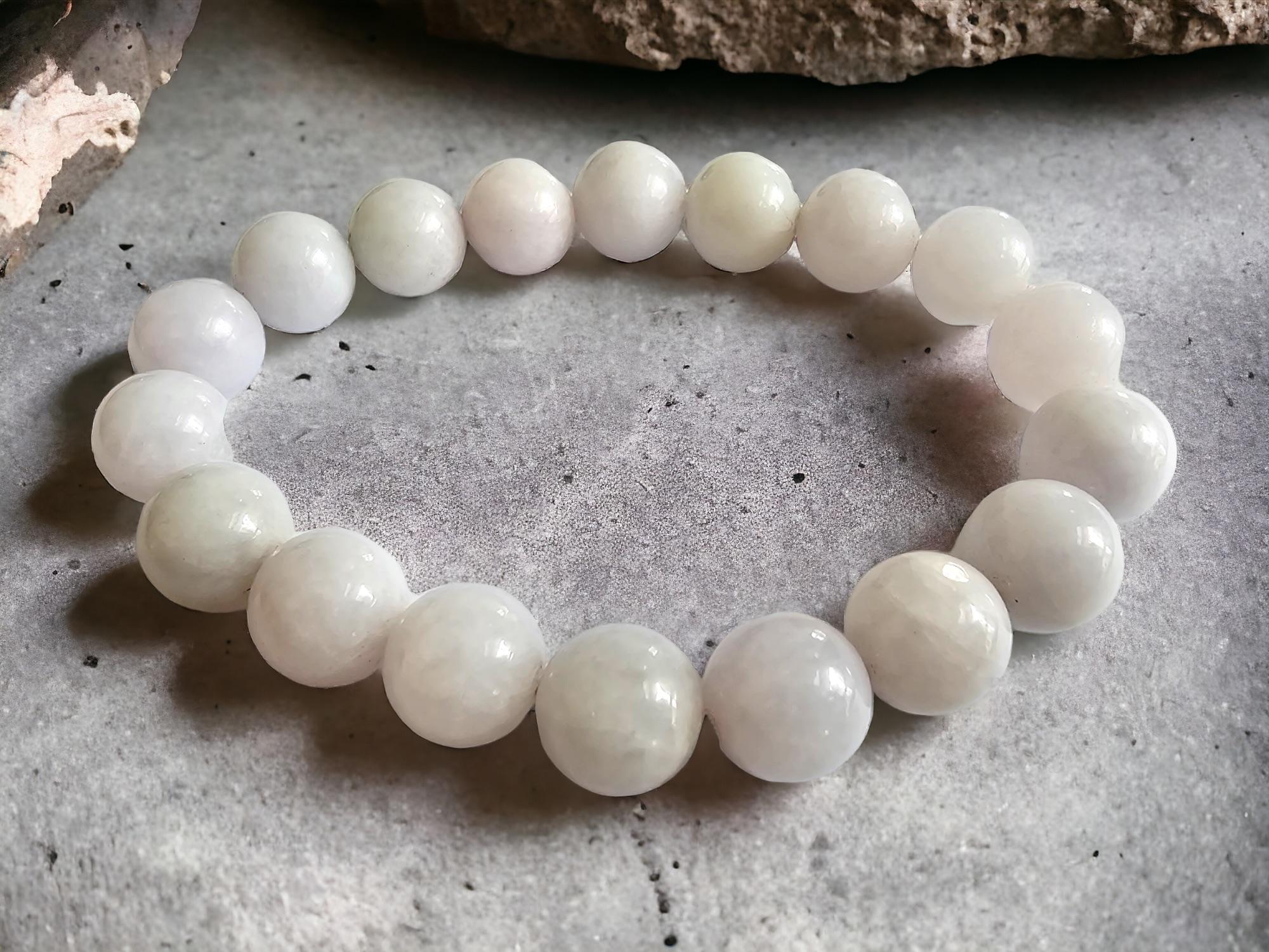 Bracelet de perles A-Jade birman impérial lavande (10 mm chacune x 18 perles) 06003  Unisexe en vente