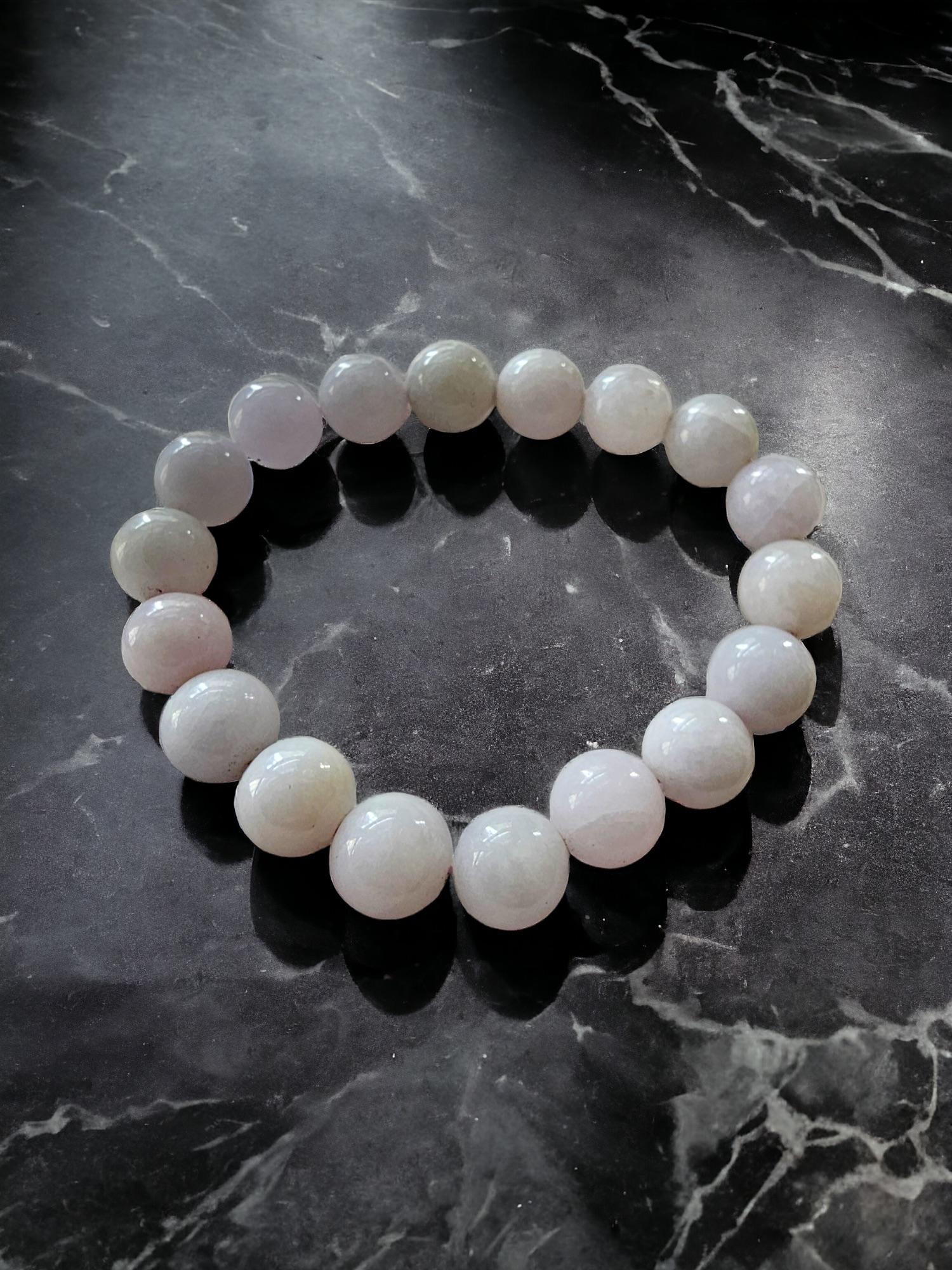 Bracelet de perles A-Jade birman impérial lavande (10 mm chacune x 18 perles) 06003  en vente 2