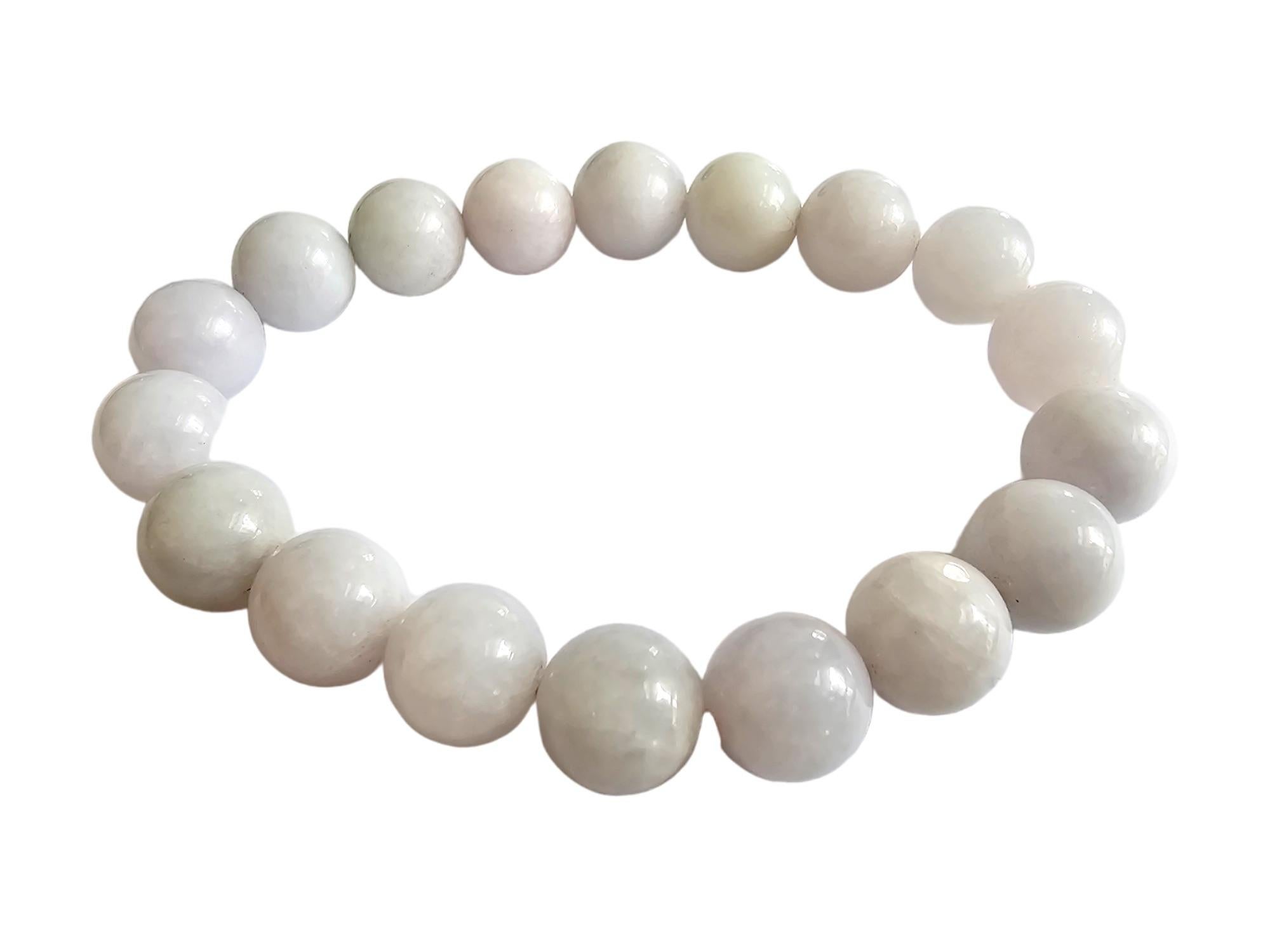 Bracelet de perles A-Jade birman impérial lavande (10 mm chacune x 18 perles) 06003  en vente 3