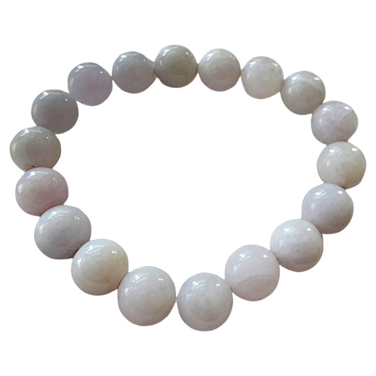 Bracelet de perles A-Jade birman impérial lavande (10 mm chacune x 18 perles) 06003  en vente