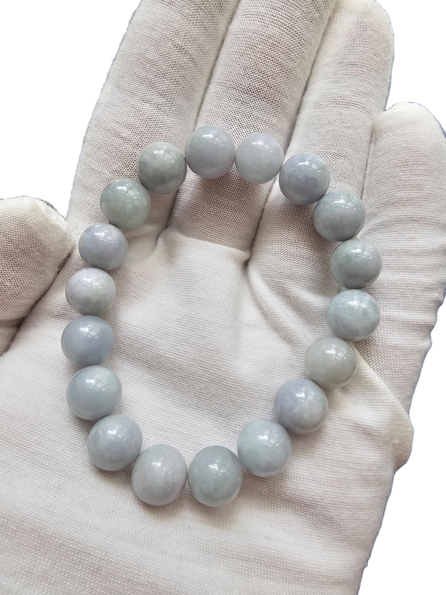 Bracelet de perles A-Jade birman impérial lavande (11 mm chacune x 18 perles) 06006 en vente 5