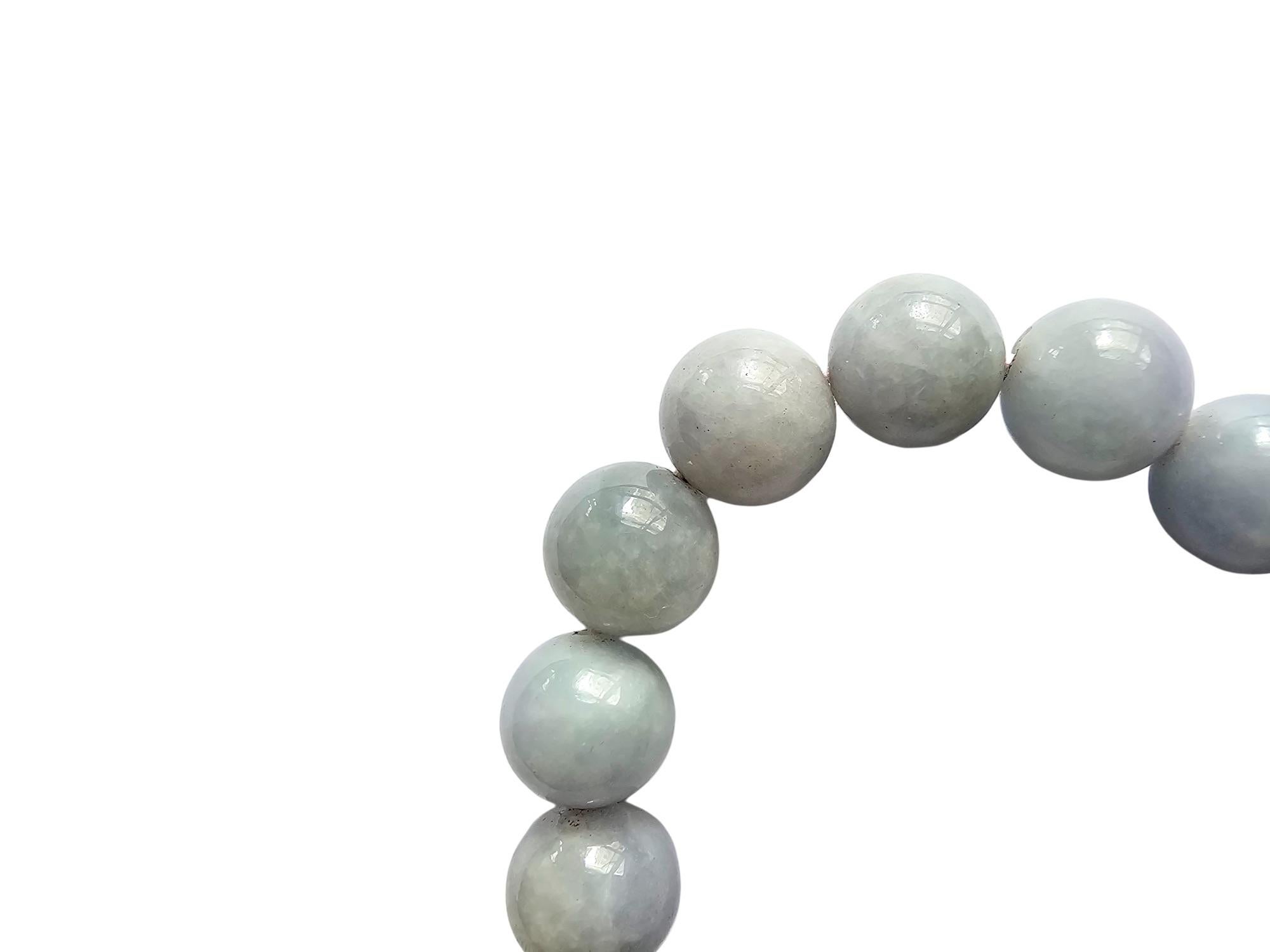 Bracelet de perles A-Jade birman impérial lavande (11 mm chacune x 18 perles) 06006 en vente 6