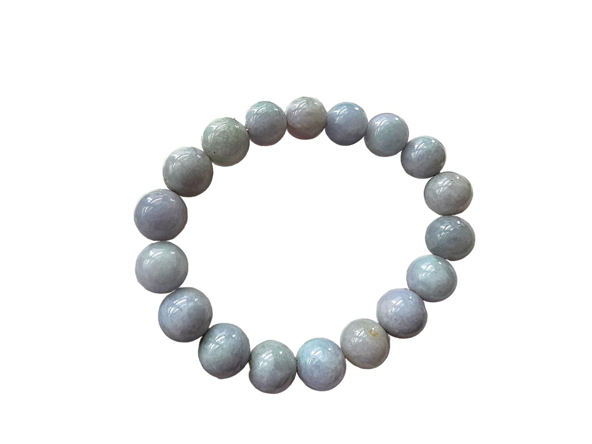 Bracelet de perles A-Jade birman impérial lavande (11 mm chacune x 18 perles) 06006 en vente 2