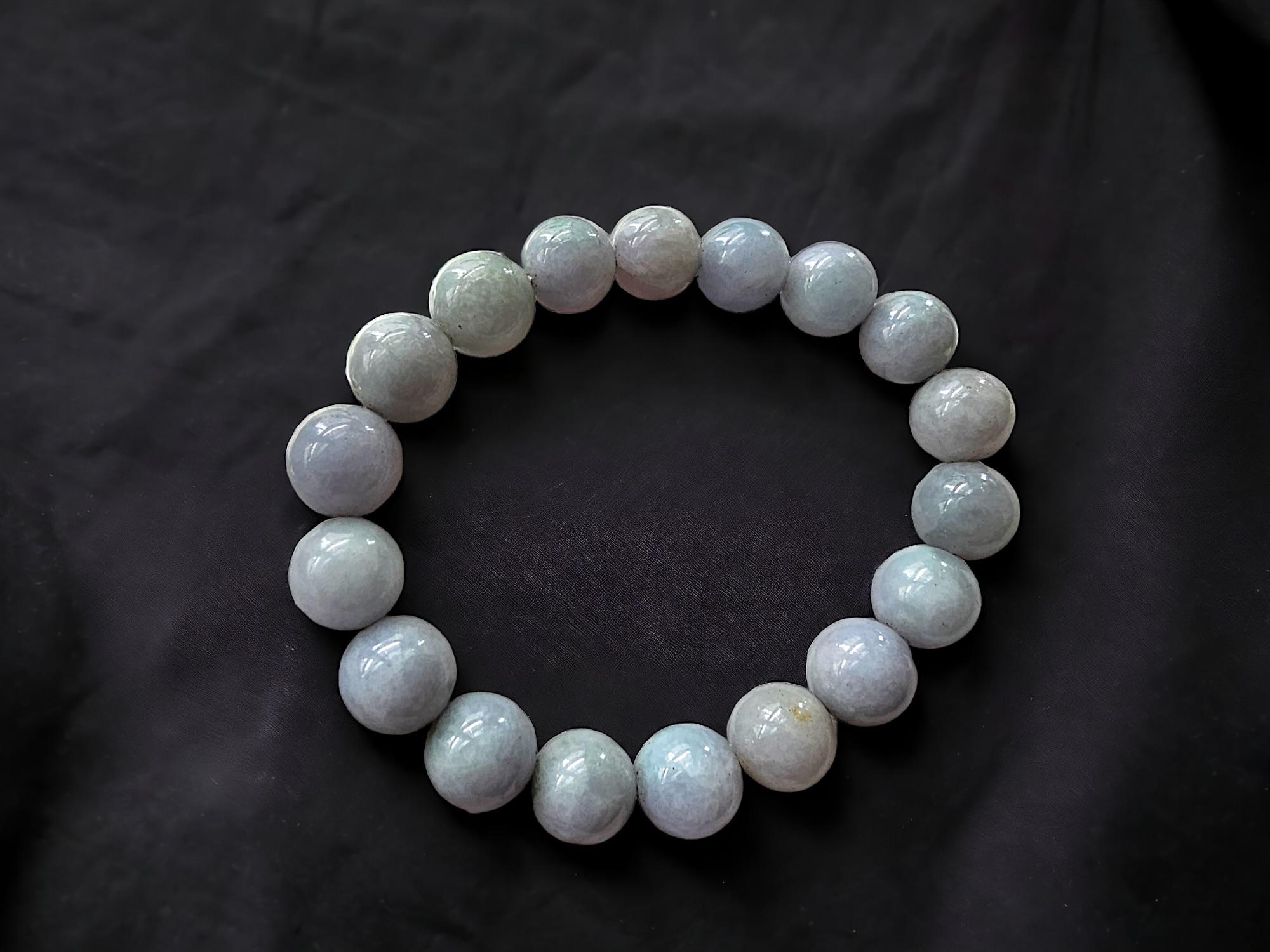 Imperial Lavender Burmese A-Jade Beaded Bracelet (11 mm Each x 18 beads) 06006 For Sale 3