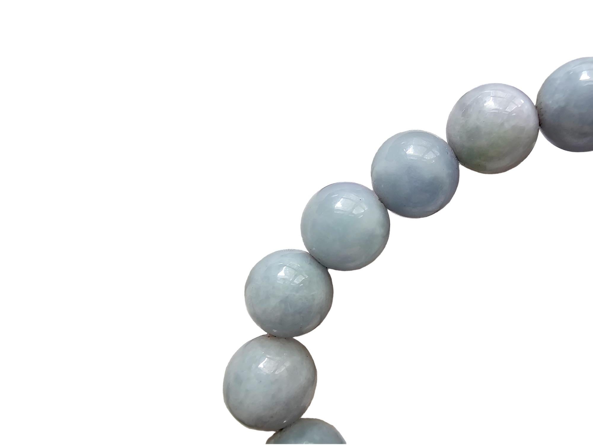 Bracelet de perles A-Jade birman impérial lavande (11 mm chacune x 18 perles) 06006 en vente 4