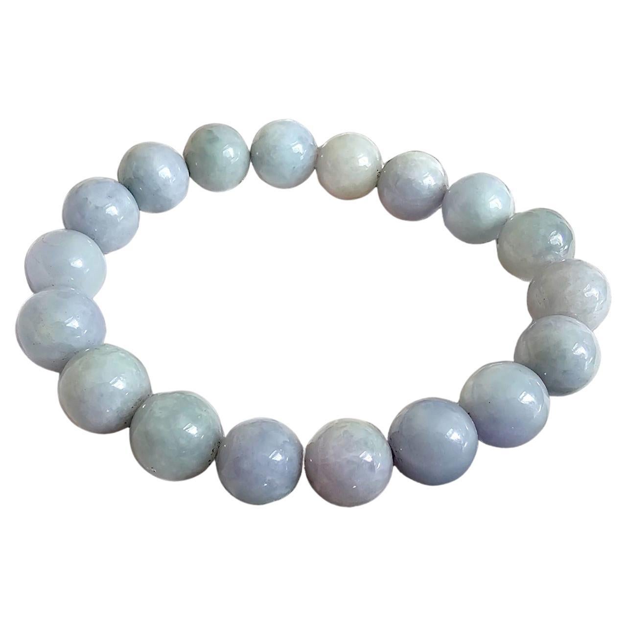 Bracelet de perles A-Jade birman impérial lavande (11 mm chacune x 18 perles) 06006 en vente