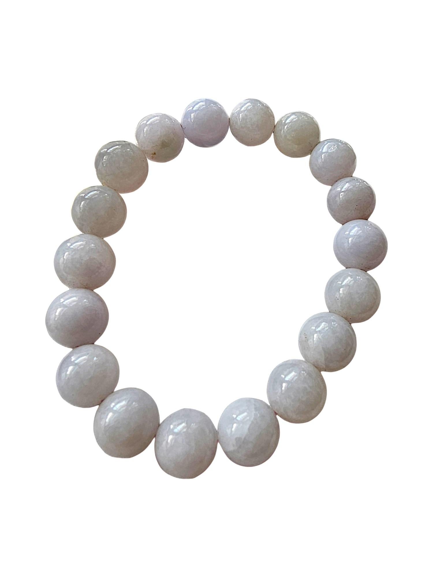 Imperial Lavender Burmese A-Jade Beaded Bracelet (11mm Each x 18 beads) 06004  For Sale 5