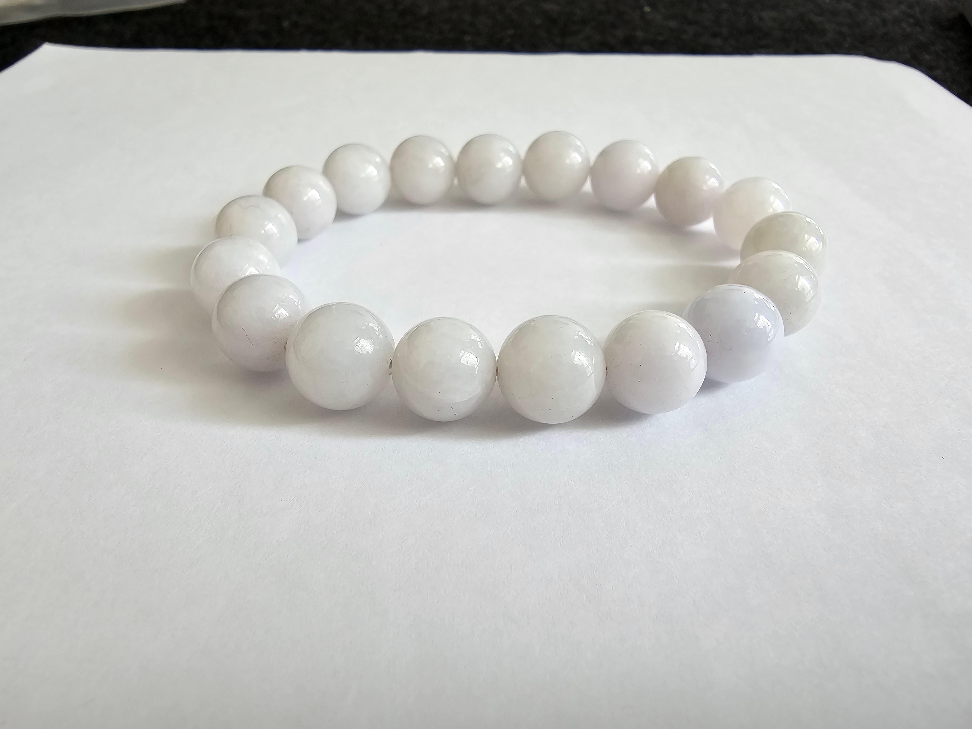 Imperial Lavender Burmese A-Jade Beaded Bracelet (11mm Each x 18 beads) 06004  For Sale 7