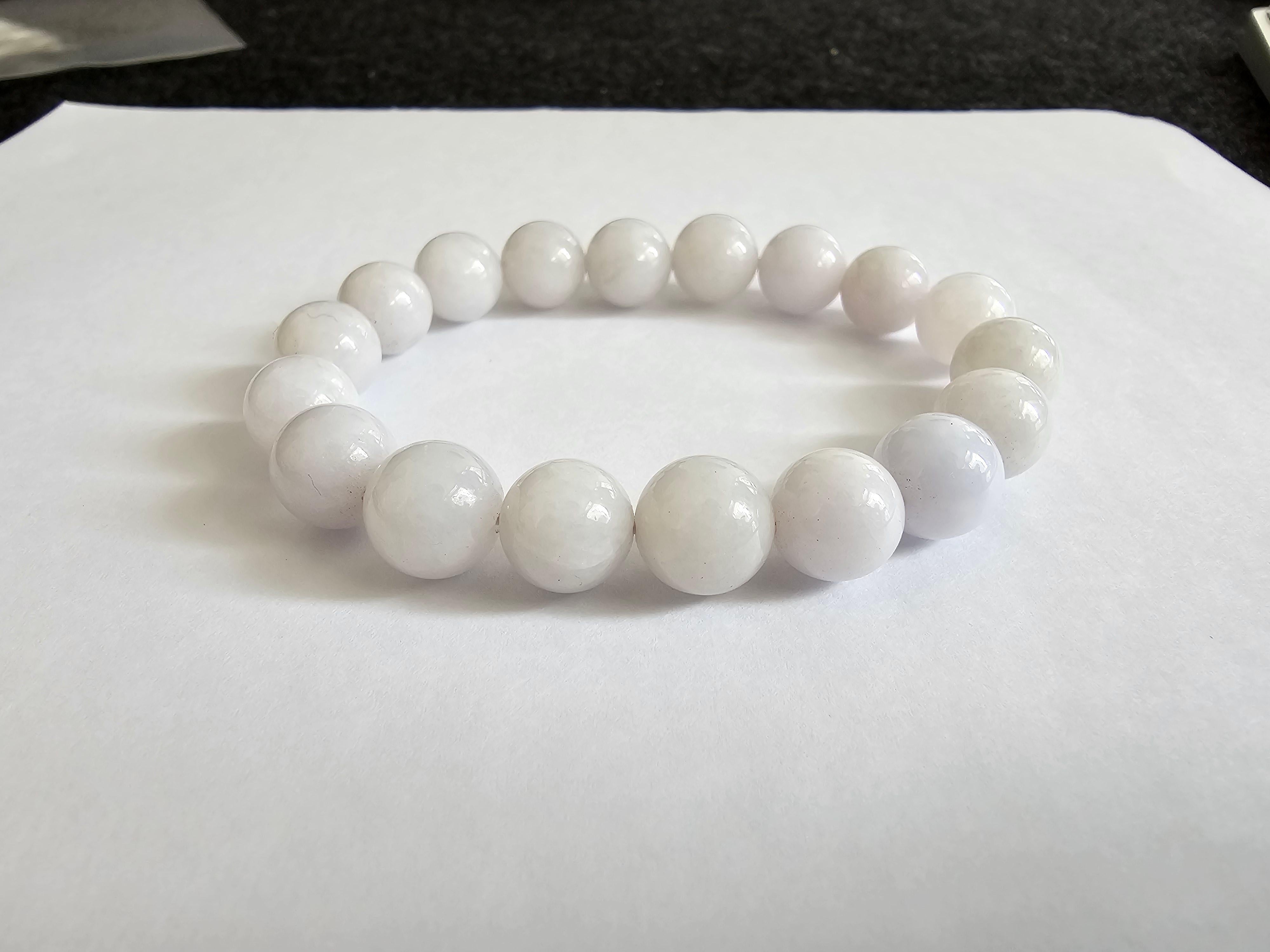 Bracelet de perles A-Jade birman impérial lavande (11 mm chacune x 18 perles) 06004  en vente 8