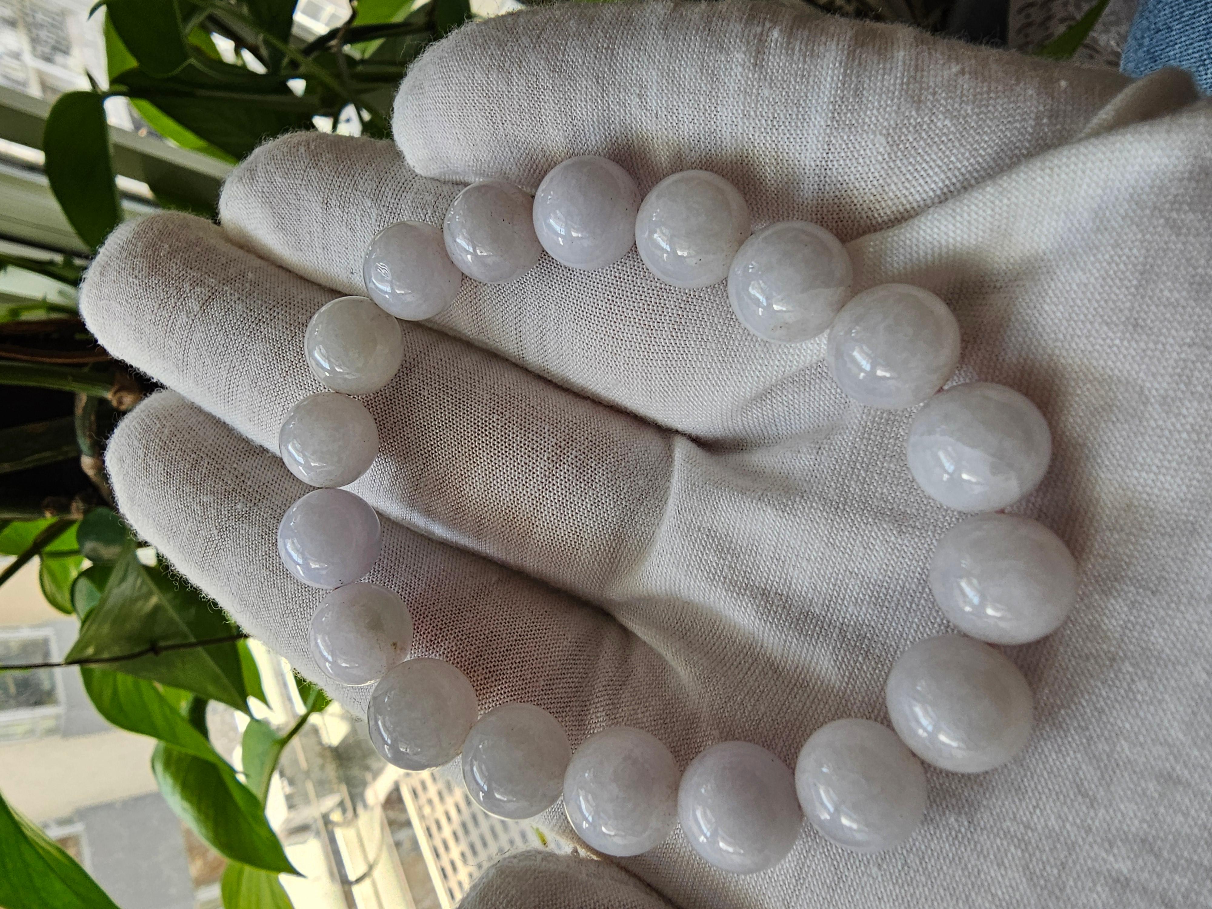 Bracelet de perles A-Jade birman impérial lavande (11 mm chacune x 18 perles) 06004  en vente 9