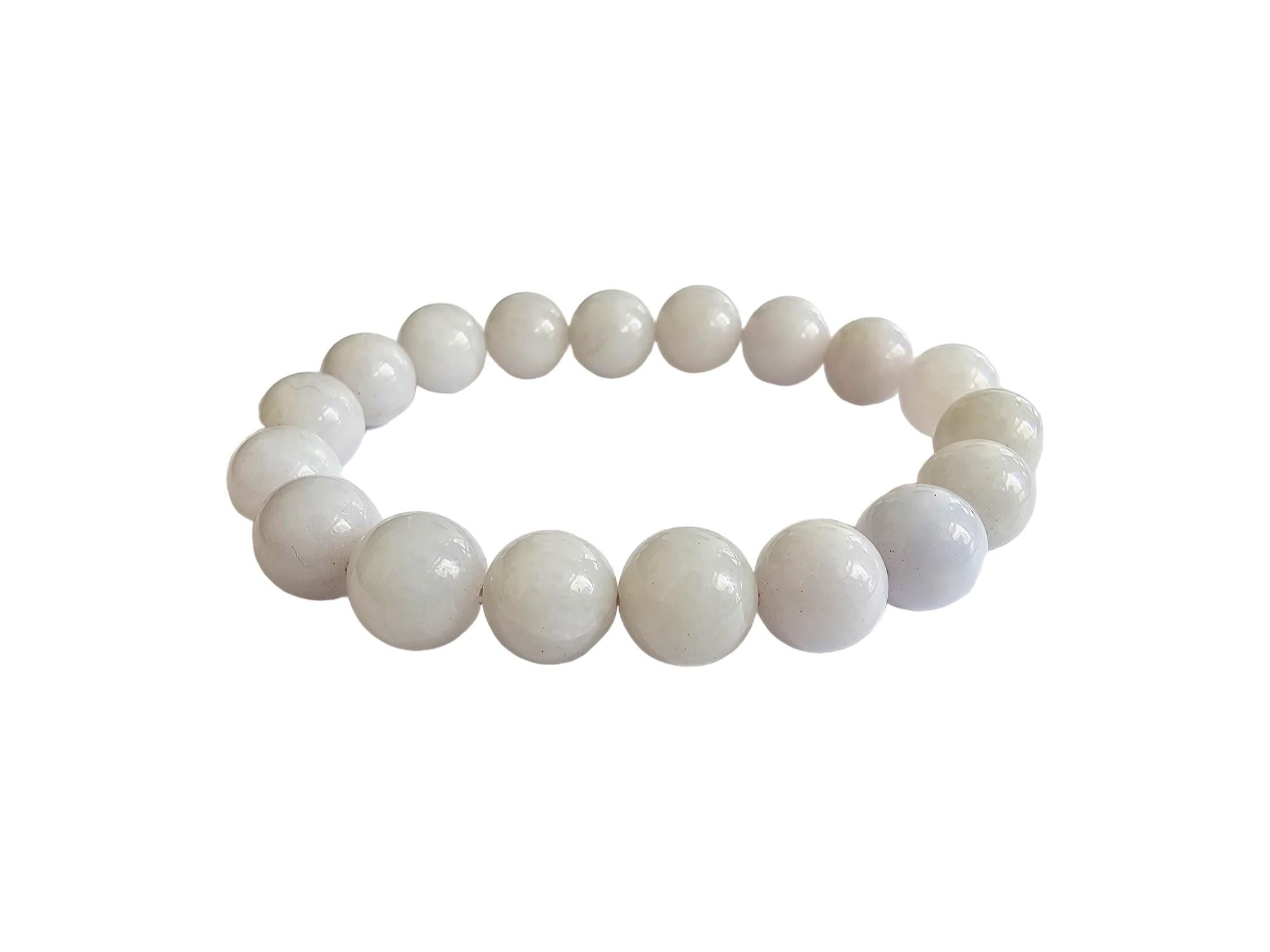 Bracelet de perles A-Jade birman impérial lavande (11 mm chacune x 18 perles) 06004  en vente 4