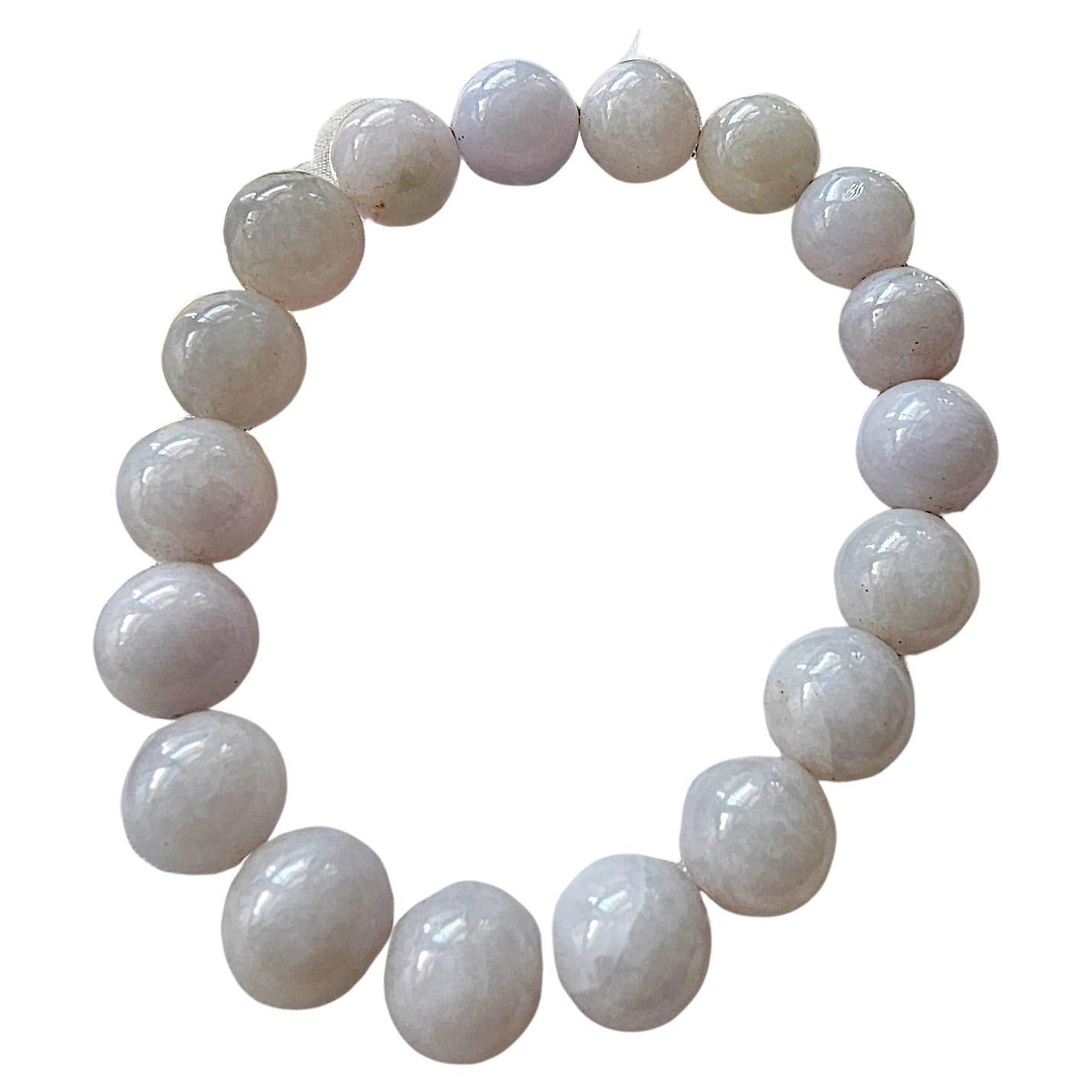 Imperial Lavender Burmese A-Jade Beaded Bracelet (11mm Each x 18 beads) 06004  For Sale