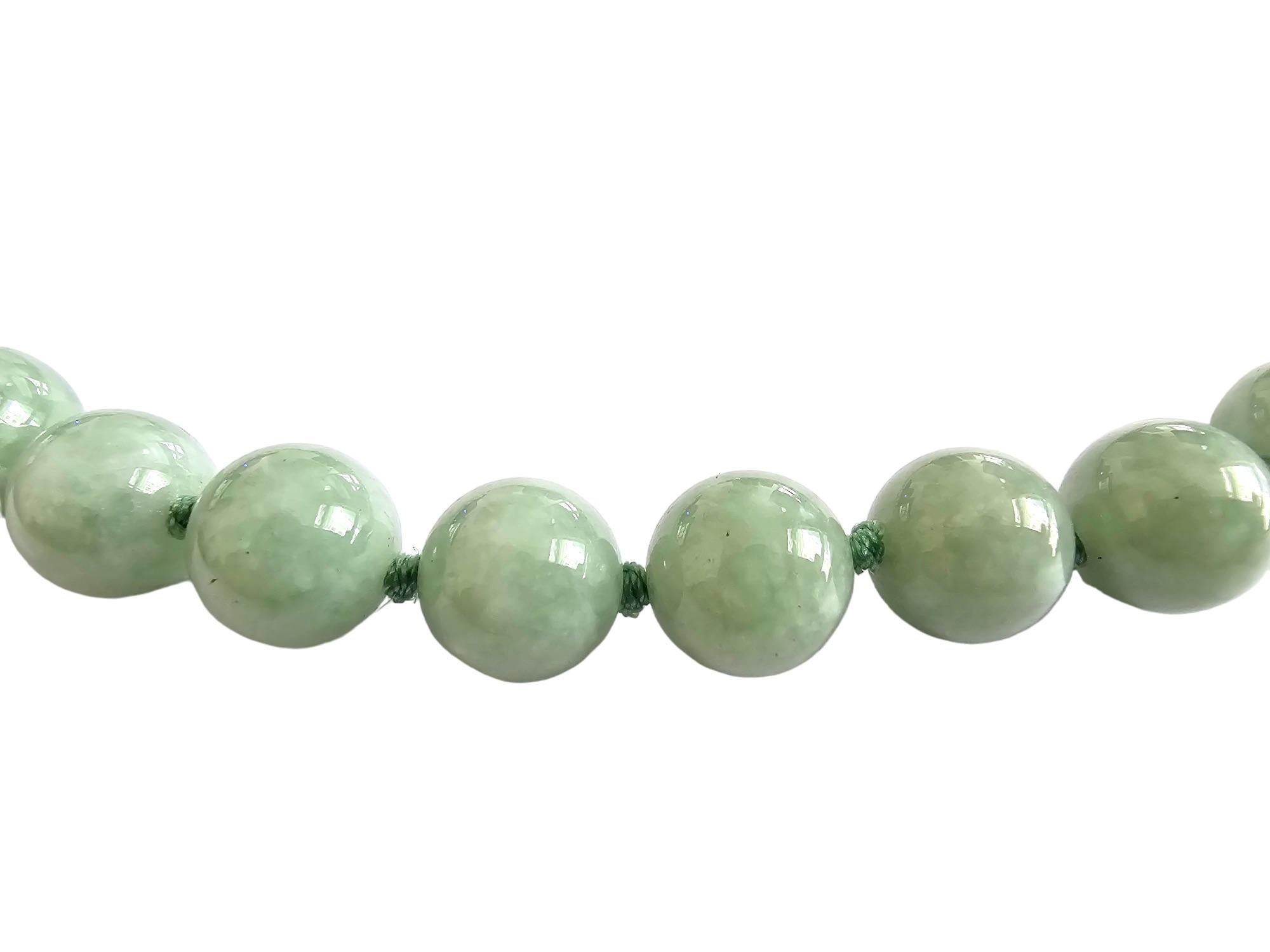 Imperial Long Burmese A-Jade Beaded Necklace (10mm Each x 42 beads) 10002 For Sale 1