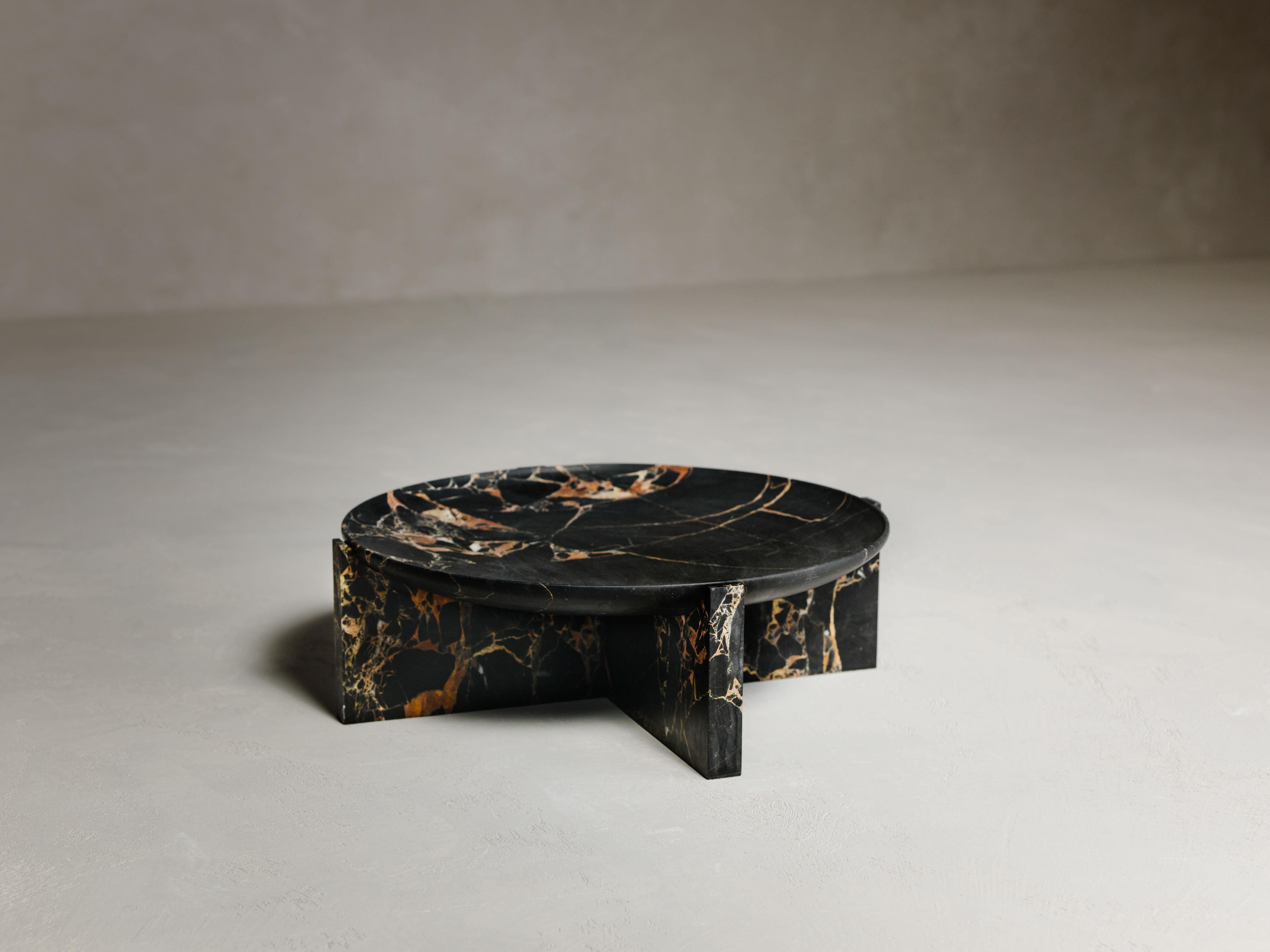 Imperial M Decorative Object by Kreoo 
Designed by Christophe Pillet
Dimensions: Ø 50 x H 16 cm.
Materials: Black and Gold marble.

Available in different marble and travertine options. Available in three different sizes. Please contact us.

Soft