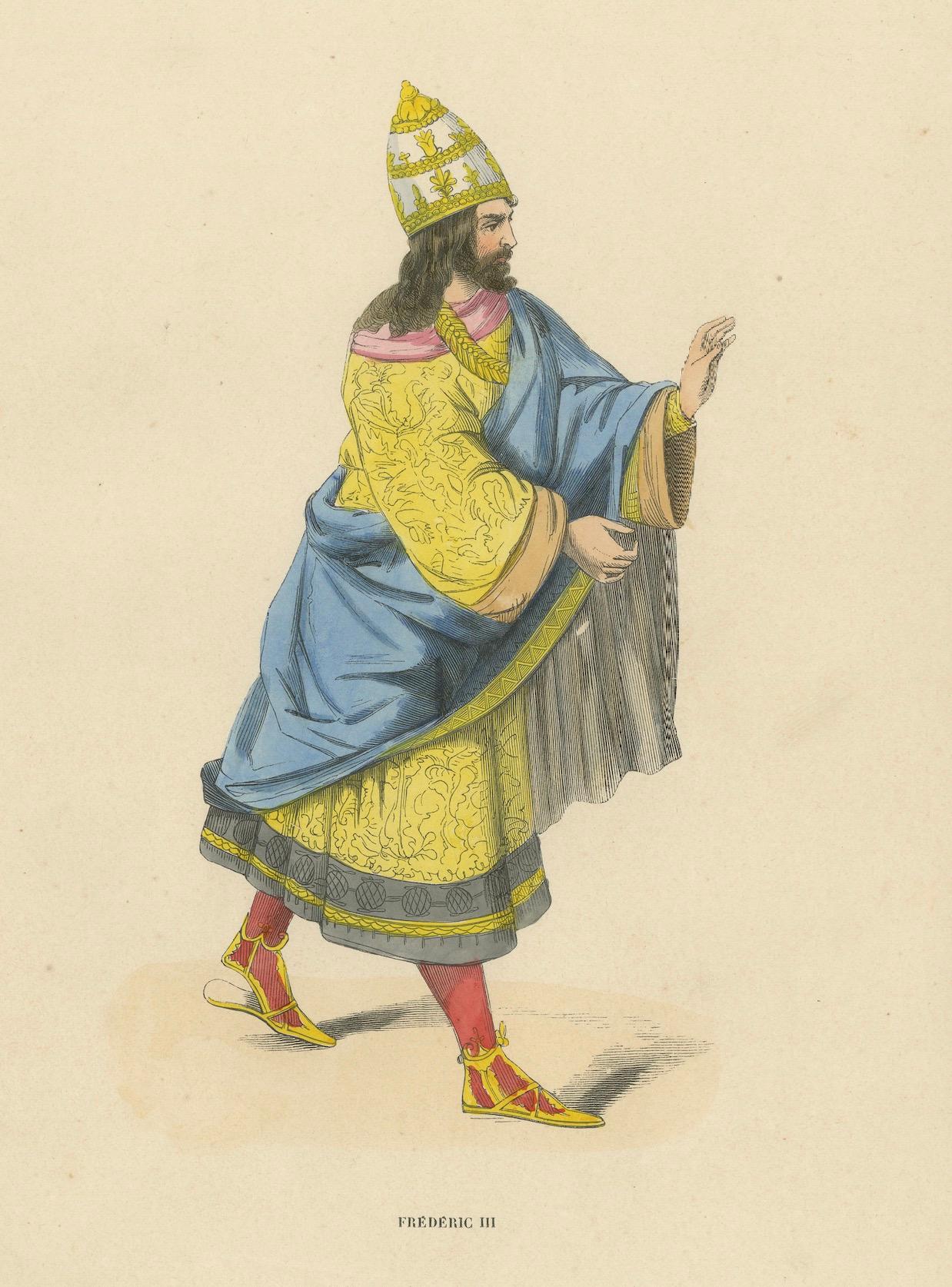 Paper Imperial Majesty: Emperor Frederick III in 'Costume du Moyen Âge, 1847 For Sale