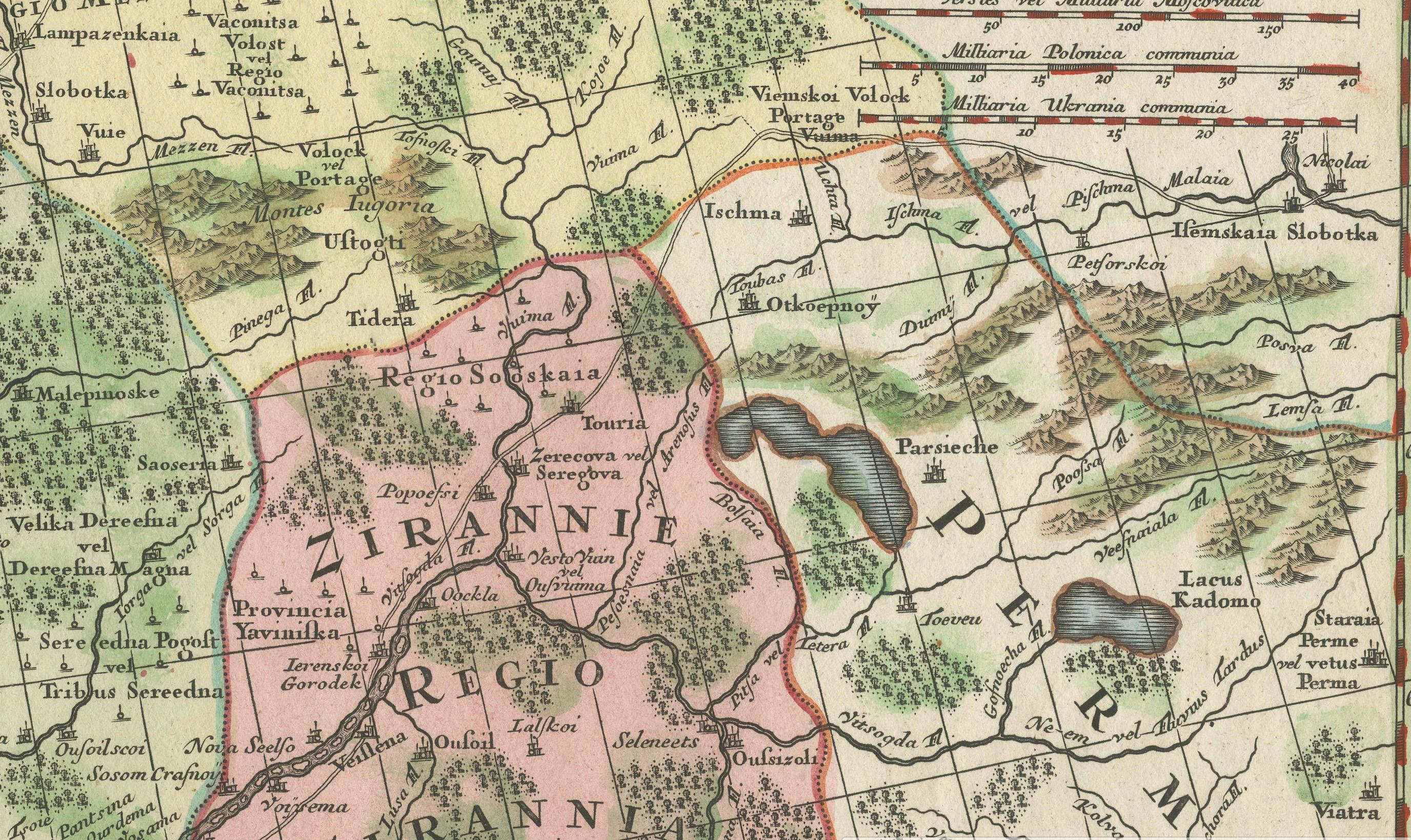 Paper Imperial map of Northern Russia with Archangel, Lapland and Permia, c.1730 For Sale