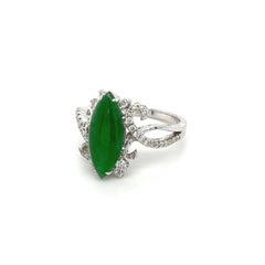 Imperial Marquise Jade and Diamond Ring